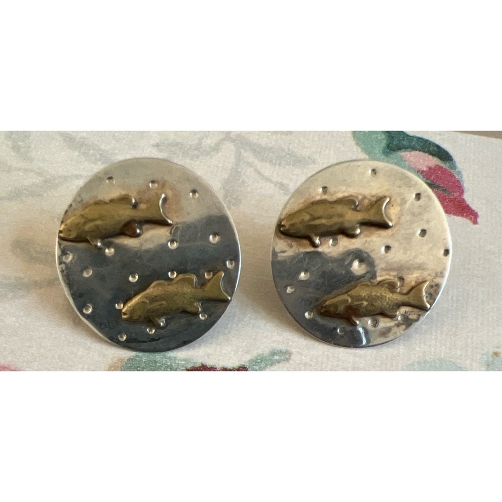 Unique Silver and Gold Fish Earrings